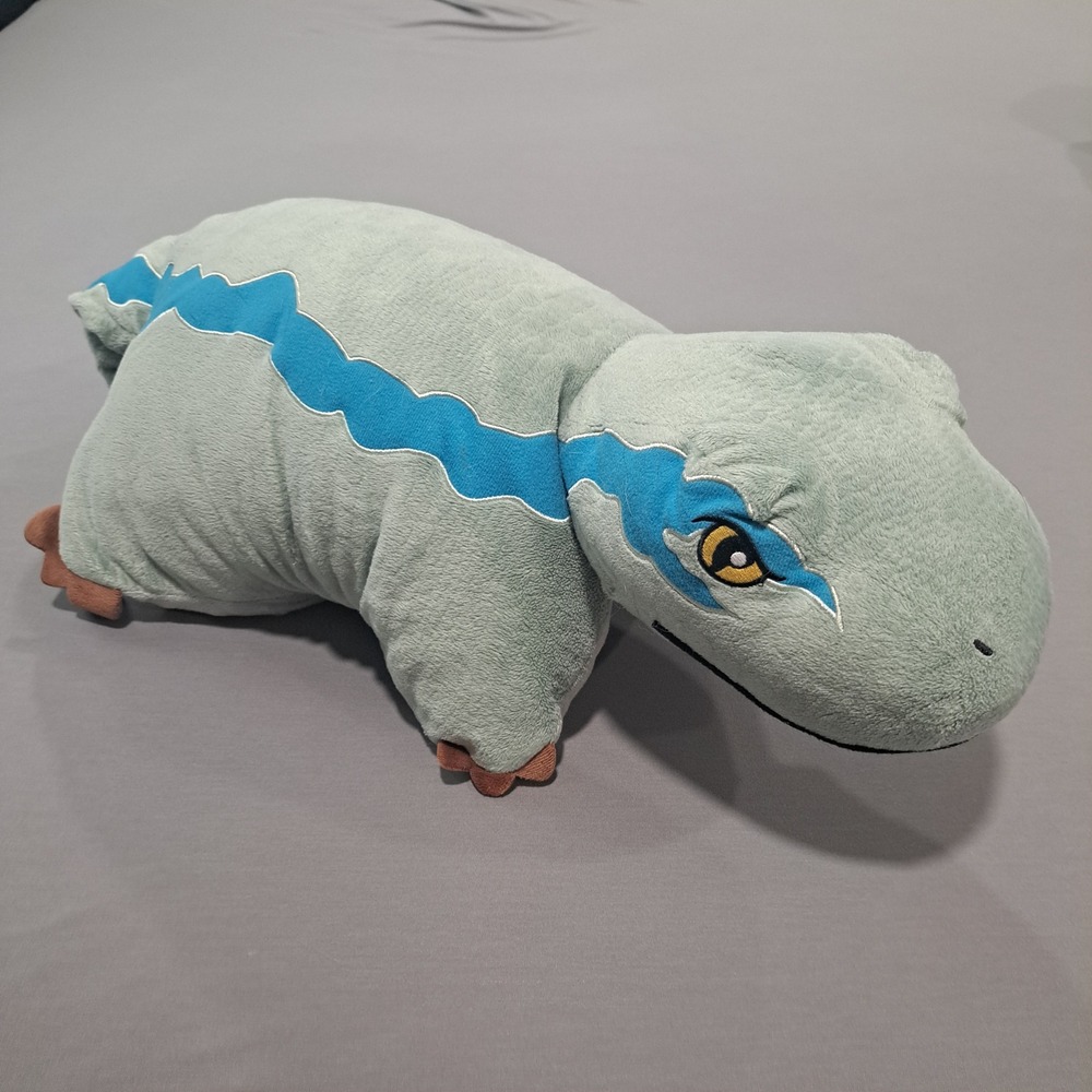 Jurassic‎ World Blue Velociraptor Pillow Pets Dinosaur Plush Gray Blue 16 inch